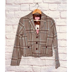 Plaid Cropped Blazer sz M NWT!